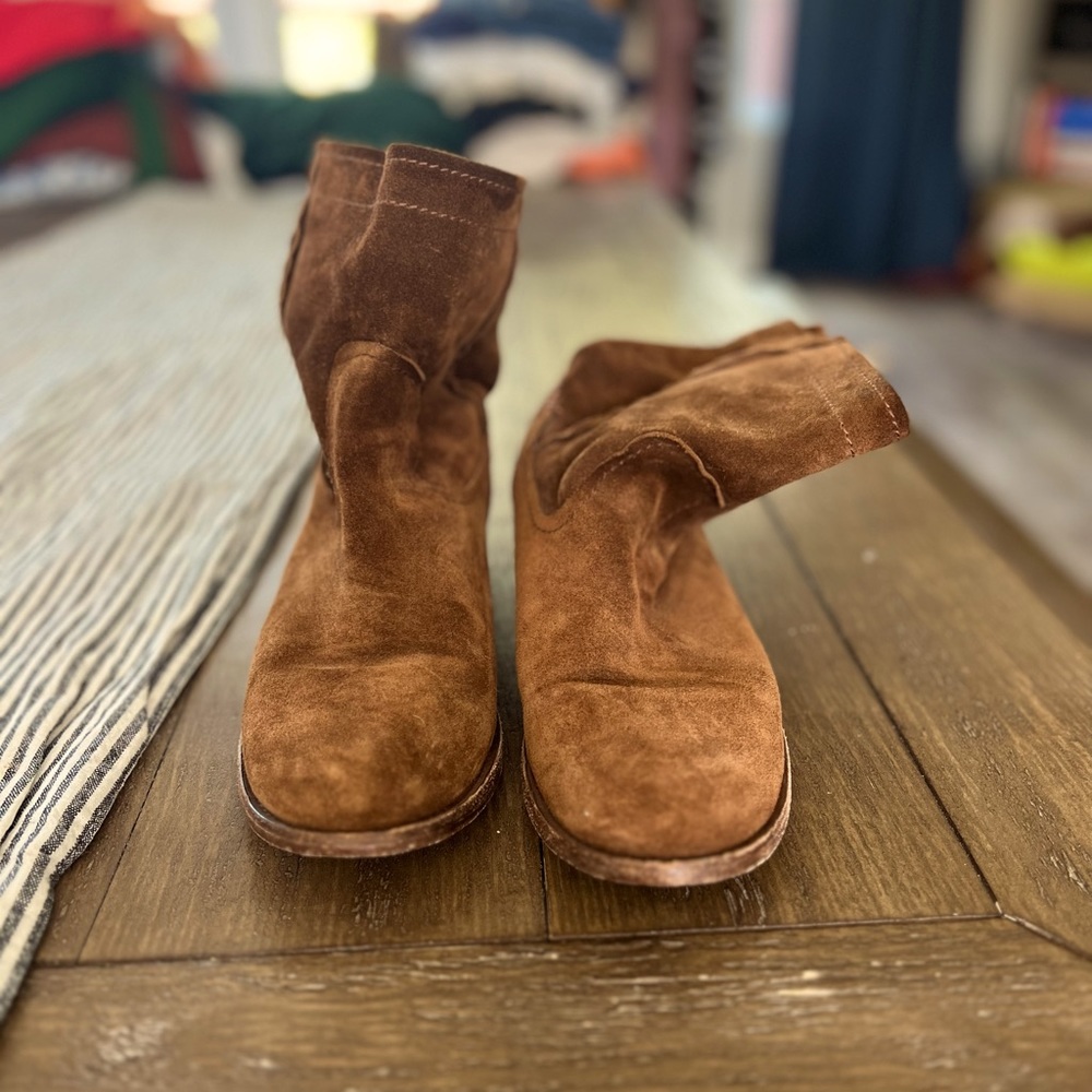 Frye Women's Cara Short Suede Boots 3478321 Wood Size  8 1/2 B